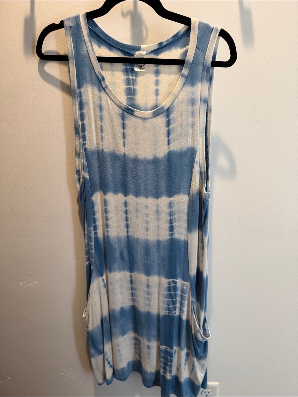 Sun n Moon Blue and White Tie-Dye Tank Top